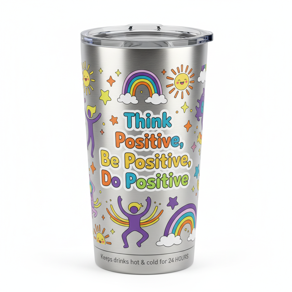 GoodVibeWear Teens Think Positive 24Hr Insulated Mug