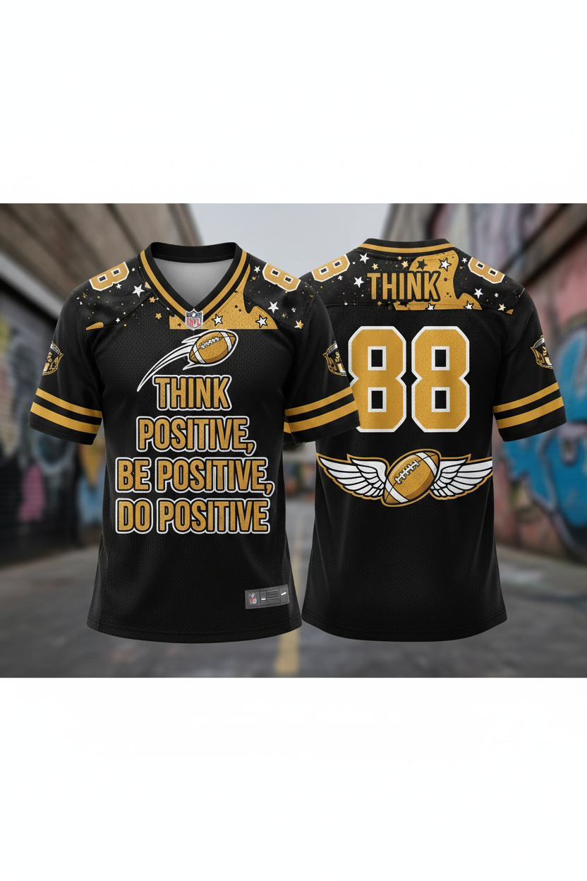 GoodVibeWear Football Jersey – Design 3 (Black & Gold)