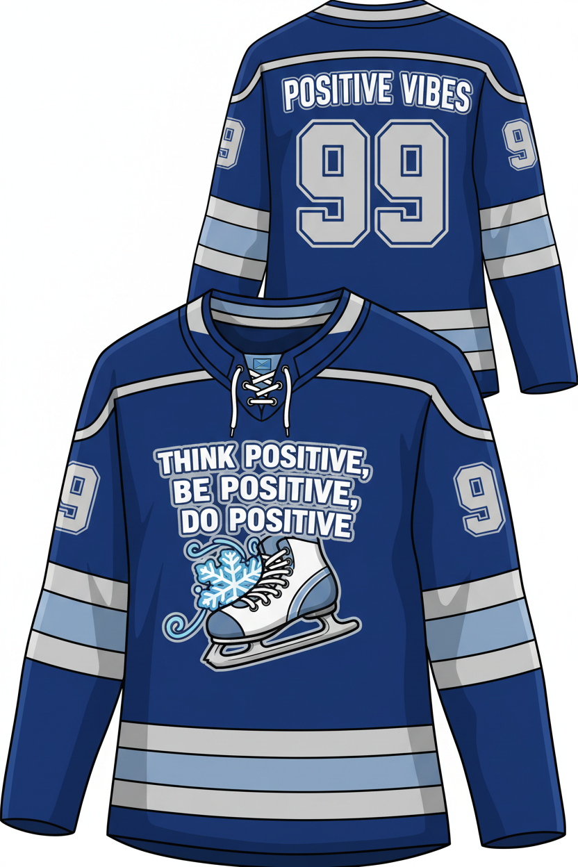 GoodVibeWear Hockey Jersey – Design 2 (Blue & Silver)