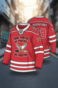 GoodVibeWear Hockey Jersey – Design 1 (Red & White)