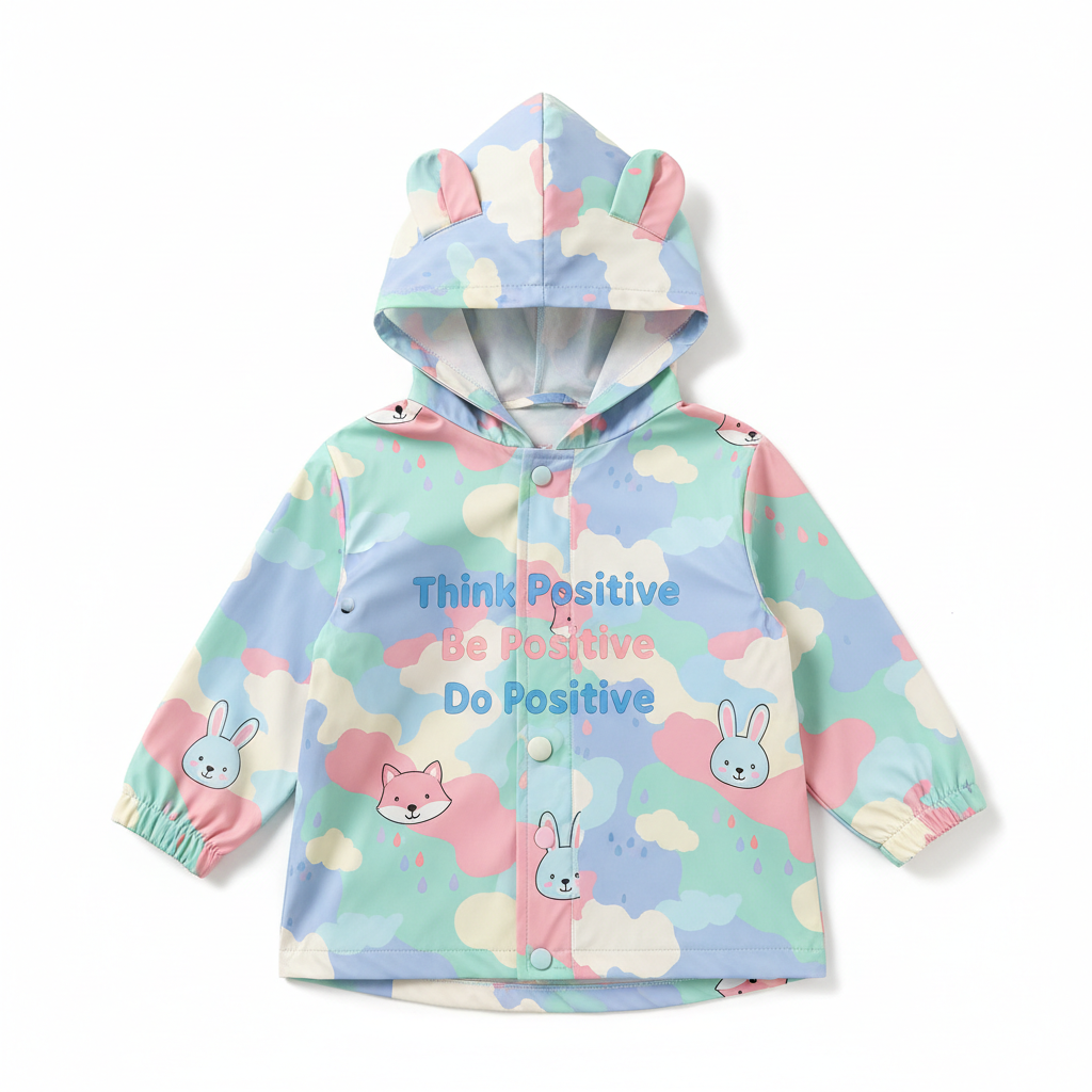 Cartoon Waterproof Hoodie – Toddlers (Think Positive)