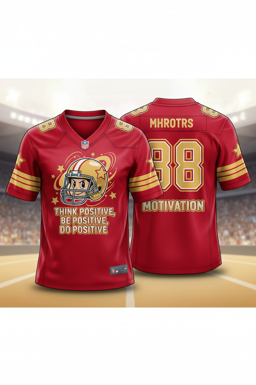 GoodVibeWear Football Jersey – Design 1 (Red & Gold)