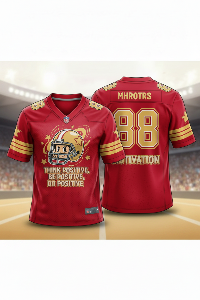 GoodVibeWear Football Jersey – Design 1 (Red & Gold)