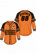 GoodVibeWear Baseball Jersey – Design 2 (Orange & Black)