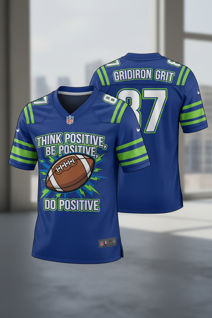 GoodVibeWear Football Jersey – Design 2 (Blue & Green)