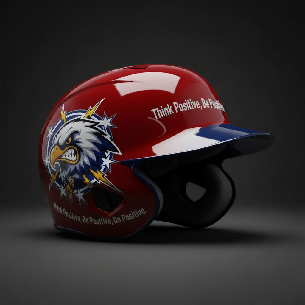 GoodVibeWear Think Positive MLB-Style Cartoon Batting Helmet