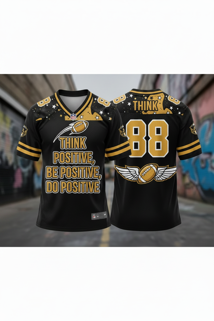 GoodVibeWear Football Jersey – Design 3 (Black & Gold)