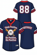 GoodVibeWear Baseball Jersey – Design 1 (Navy & Red)