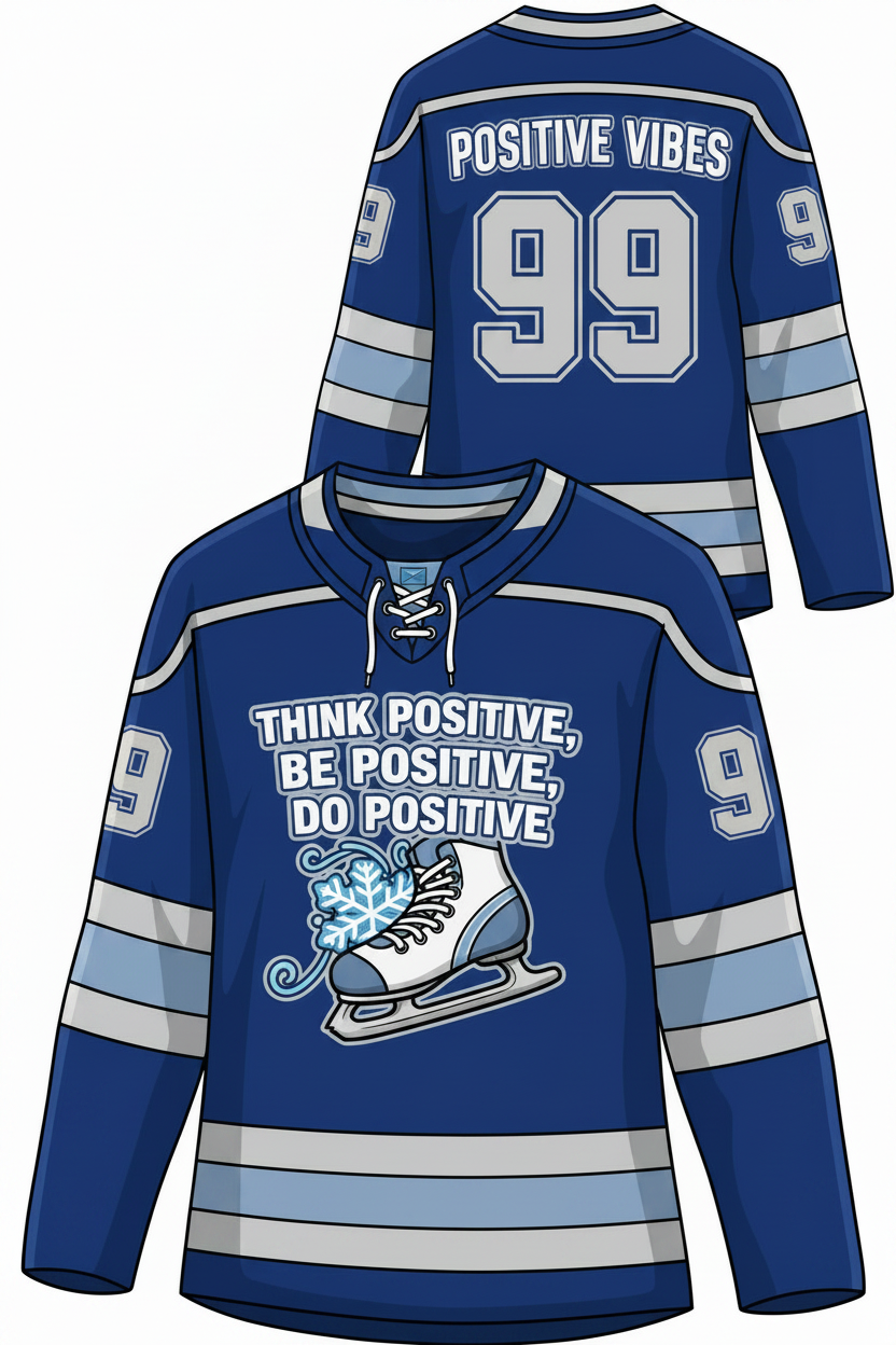 GoodVibeWear Hockey Jersey – Design 2 (Blue & Silver)